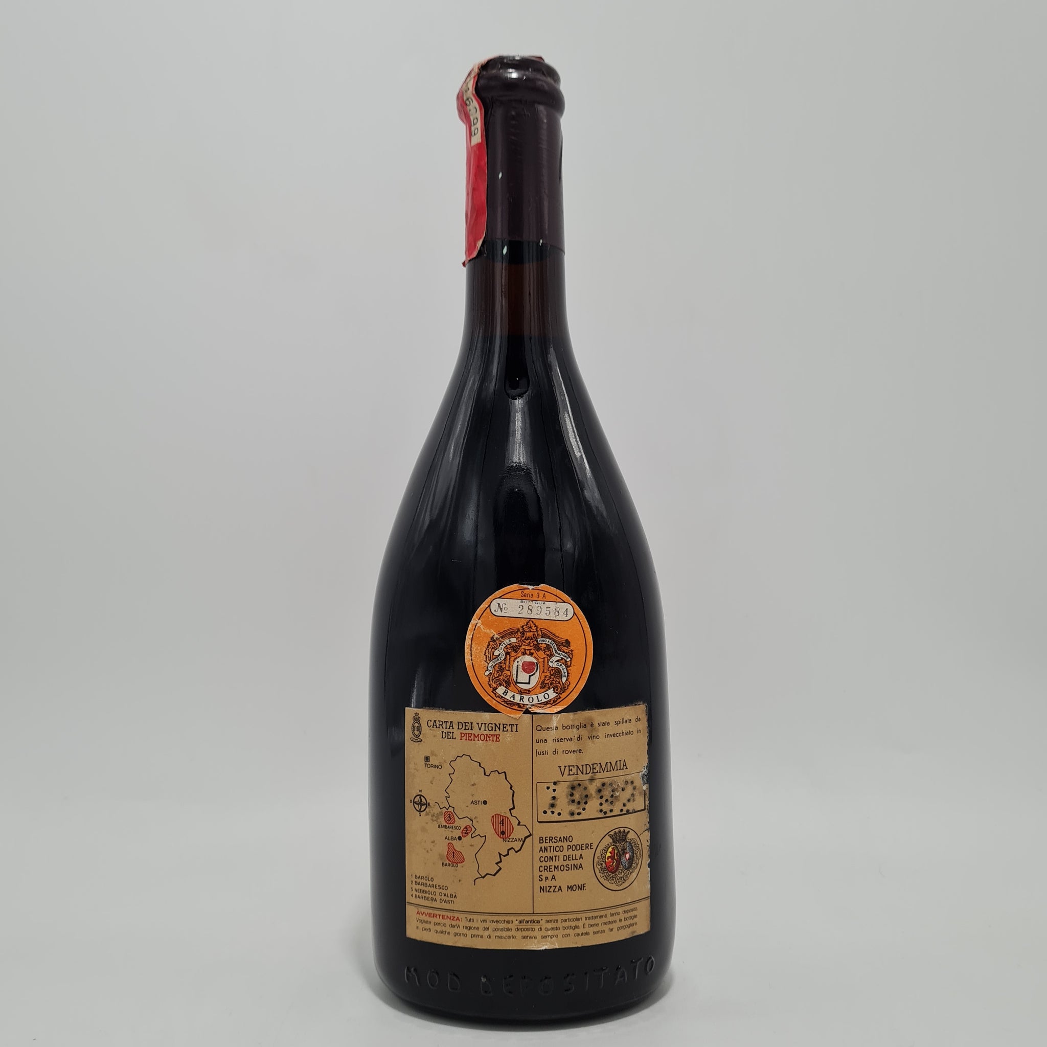 Barolo Riserva Bersano Conti della Cremosina 1982 – portaintavola
